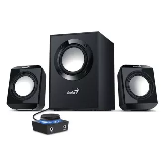 Genius SW-2.1 300 Ver. II , Lautsprecher, 2.1, 10W, Steuermodul, 2×3.5mm Klinke, schwarz Genius SW-2.1 300 Ver. II , Lautsprecher, 2.1, 10W, Steuermodul, 2×3.5mm Klinke, schwarz
