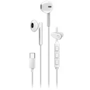 Genius HS-M366 Headset, kabelgebunden, In-Ear, Mikrofon, Lautstärkeregler, 360° drehbarer Clip, USB-C, weiß