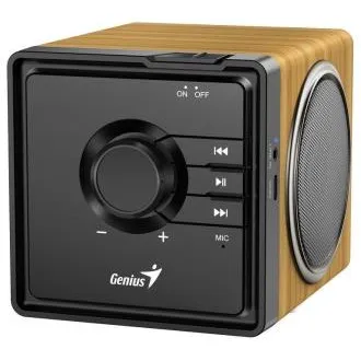 Genius SP-916BT Lautsprecher, kabellos, Bluetooth, 6 W, USB-C, bis zu 8 Stunden Akkulaufzeit, Mikrofon, Unterstützung für Microsoft Copilot, Farbe: helles Holz