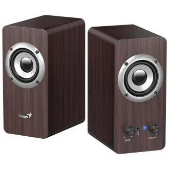 Genius SP-HF400 Lautsprecher, 2.0, 10 W, 3,5-mm-Klinkenstecker, aus Holz, dunkles Holz Genius SP-HF400 Lautsprecher, 2.0, 10 W, 3,5-mm-Klinkenstecker, aus Holz, dunkles Holz