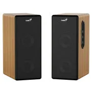 Genius SP-HF1220BT Lautsprecher, 2.0, 45 W, 3,5-mm-Klinkenstecker, Bluetooth, Holzgehäuse, Bass- und Höhenregelung, Kopfhörerausgang, braun-schwarz