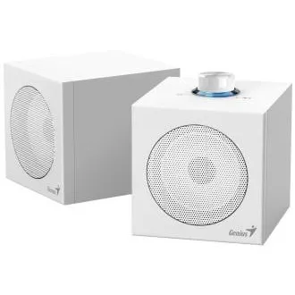 Genius SP-HF300U, Lautsprecher, 2.0, 4 W RMS, USB-A, USB-C, 2-Zoll-Treiber, aus Holz, Lautstärkeregler, weiß