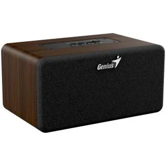Genius SP-918BT, Lautsprecher, kabellos, 6 W RMS, Bluetooth 5.3, 2 × 2-Zoll-Treiber, AUX-Eingang, USB-C, tragbar, Farbe: dunkles Holz
