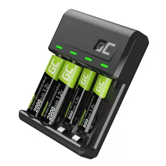 Green Cell GC VitalCharger Set und wiederaufladbare Batterie NiMH 2x AA 2000mAh 2x AAA 800mAh Green Cell GC VitalCharger Set und wiederaufladbare Batterie NiMH 2x AA 2000mAh 2x AAA 800mAh