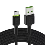Green Cell Cable Ray USB-Kabel - USB-C 120 cm mit grüner LED-Hintergrundbeleuchtung und Ultra Charge Schnellladeunterstützung, QC 3.0
