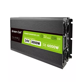 Green Cell PowerInverter LCD 24 V 3000W/60000W Fahrzeug-Wechselrichter mit Display - reine Sinuswelle Green Cell PowerInverter LCD 24 V 3000W/60000W Fahrzeug-Wechselrichter mit Display - reine Sinuswelle