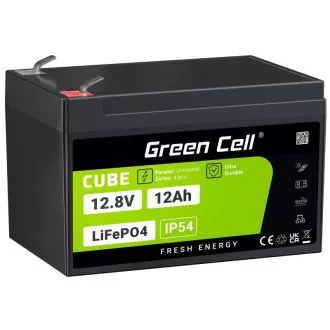 Green Cell CUBE LiFePO4 Freizeitbatterie 12Ah 12.8V 153.6Wh Solarbatterie für Rollstuhl, Spielzeug, Roller, Rasenmäher Green Cell CUBE LiFePO4 Freizeitbatterie 12Ah 12.8V 153.6Wh Solarbatterie für Rollstuhl, Spielzeug, Roller, Rasenmäher