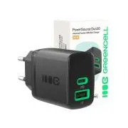 Green Cell PowerSource Duo30 Ladegerät USB/USB-C, schwarzer Netzadapter, 30 W Power Delivery