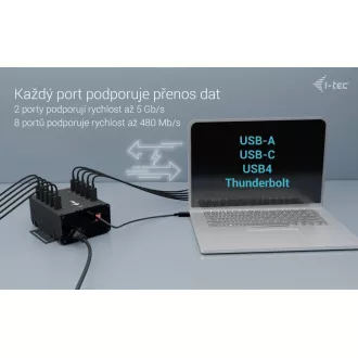 I-tec USB-C/USB-A Metall Lade Daten HUB, 15W pro Anschluss, 10x USB-C, 180W