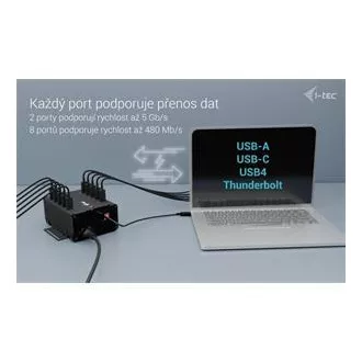 I-tec USB-C/USB-A Metall Lade Daten HUB, 15W pro Anschluss, 10x USB-C, 180W
