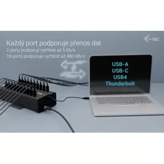 I-tec USB-C/USB-A Metall Lade Daten HUB, 15W pro Anschluss, 20x USB-C, 360W I-tec USB-C/USB-A Metall Lade Daten HUB, 15W pro Anschluss, 20x USB-C, 360W