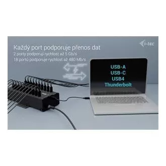I-tec USB-C/USB-A Metall Lade Daten HUB, 15W pro Anschluss, 20x USB-C, 360W I-tec USB-C/USB-A Metall Lade Daten HUB, 15W pro Anschluss, 20x USB-C, 360W
