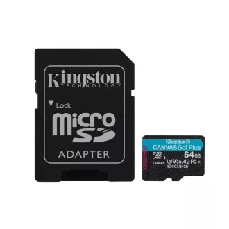 KINGSTON 64GB microSDXC Canvas Go Plus Gen4 200MB/s A2 U3 V30 Karte   Adapter
