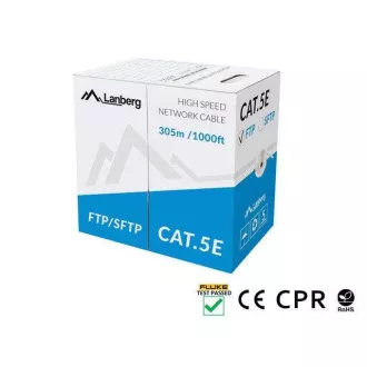 LANBERG LAN KABEL CAT.5E FTP 305M SOLID CU GRAU CPR   FLUKE BESTANDEN