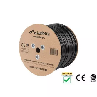 LANBERG LAN KABEL CAT.5E UTP 305M FEST OUTDOOR CU SCHWARZ FLUKE PASS
