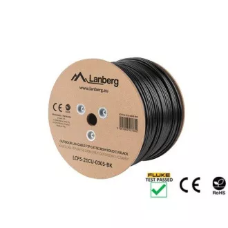 LANBERG LAN KABEL CAT.5E FTP 305M FEST OUTDOOR CU SCHWARZ FLUKE HANDED OVER