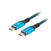 Lanberg USB-C-Kabel M/M 4.0, 1,5 m, 240 W, 8K, 60 Hz, schwarz-blau