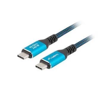 Lanberg USB-C-Kabel M/M 4.0, 1,5 m, 240 W, 8K, 60 Hz, schwarz-blau Lanberg USB-C-Kabel M/M 4.0, 1,5 m, 240 W, 8K, 60 Hz, schwarz-blau