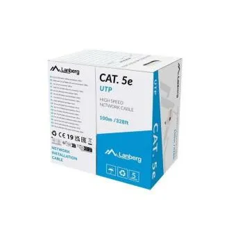 LANBERG LAN-Kabel Cat.5e UTP 100 m, fest, Kupfer, grau, FLUKE PASS