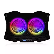 Modecom MC-CF18 RGB-Kühlpad für Laptops bis zu einer Größe von 18", 2 Lüfter, RGB-LED-Hintergrundbeleuchtung, schwarz