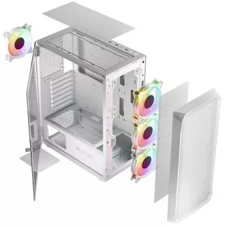 LOGIC PC-Gehäuse Portos ARGB MIDI 1x USB 3.0, 2x USB 2.0   Audio, weiß, ohne Netzteil