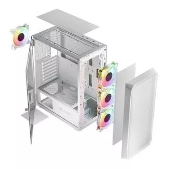 LOGIC PC-Gehäuse Portos ARGB MIDI 1x USB 3.0, 2x USB 2.0   Audio, weiß, ohne Netzteil