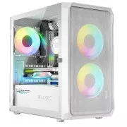 LOGIC PC-Gehäuse Portos ARGB MINI 1x USB 3.0, 2x USB 2.0   Audio, weiß, ohne Netzteil