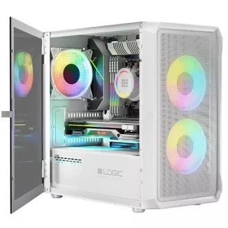 LOGIC PC-Gehäuse Portos ARGB MINI 1x USB 3.0, 2x USB 2.0   Audio, weiß, ohne Netzteil