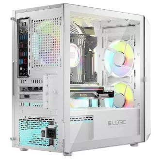LOGIC PC-Gehäuse Portos ARGB MINI 1x USB 3.0, 2x USB 2.0   Audio, weiß, ohne Netzteil