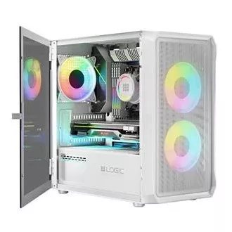 LOGIC PC-Gehäuse Portos ARGB MINI 1x USB 3.0, 2x USB 2.0   Audio, weiß, ohne Netzteil