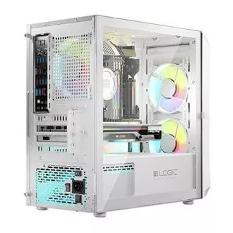 LOGIC PC-Gehäuse Portos ARGB MINI 1x USB 3.0, 2x USB 2.0   Audio, weiß, ohne Netzteil