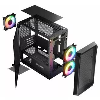 LOGIC PC-Gehäuse Portos ARGB MINI 1x USB 3.0, 2x USB 2.0 Audio, schwarz, ohne Netzteil LOGIC PC-Gehäuse Portos ARGB MINI 1x USB 3.0, 2x USB 2.0 Audio, schwarz, ohne Netzteil