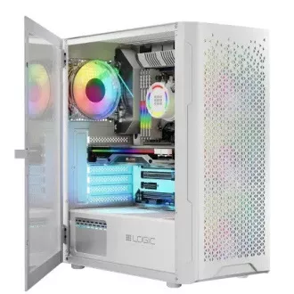 LOGIC PC-Gehäuse Aramis ARGB MIDI 1x USB 3.0, 2x USB 2.0 Audio, weiß, ohne Netzteil LOGIC PC-Gehäuse Aramis ARGB MIDI 1x USB 3.0, 2x USB 2.0 Audio, weiß, ohne Netzteil