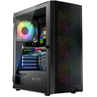 LOGIC PC-Gehäuse Aramis ARGB MIDI 1x USB 3.0, 2x USB 2.0   Audio, schwarz, ohne Netzteil
