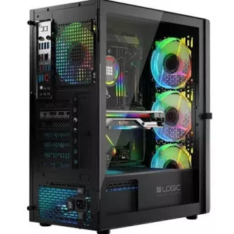 LOGIC PC-Gehäuse Aramis ARGB MIDI 1x USB 3.0, 2x USB 2.0   Audio, schwarz, ohne Netzteil