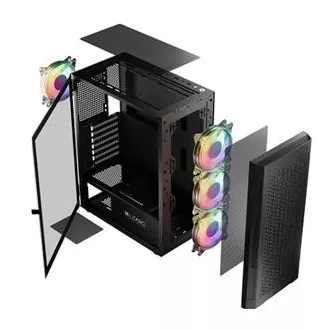 LOGIC PC-Gehäuse Aramis ARGB MIDI 1x USB 3.0, 2x USB 2.0   Audio, schwarz, ohne Netzteil