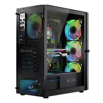 LOGIC PC-Gehäuse Aramis ARGB MIDI 1x USB 3.0, 2x USB 2.0   Audio, schwarz, ohne Netzteil
