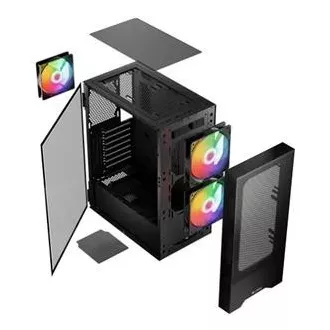 LOGIC PC-Gehäuse Arya ARGB MIDI 1x USB 3.0, 2x USB 2.0   Audio, schwarz, ohne Netzteil