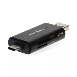 Nedis CRDRU2110BK - Speicherkartenleser | Dual USB-C™ / USB-A (USB2.0) Kartenleser