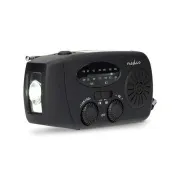 Nedis RDFMCR2000BK - Notfallradio | AM/FM | Powerbank-Funktion | Akku-Stromversorgung / USB-Stromversorgung / Handkurbel | Schwarz