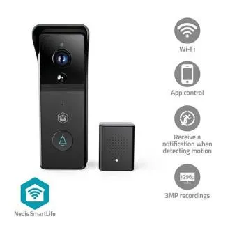 Nedis WIFICDP21BK SmartLife Video-Türsprechanlage | WLAN | Batteriebetrieb | 3 MP Full HD 1296p | IP54 | Bewegungssensor Nedis WIFICDP21BK SmartLife Video-Türsprechanlage | WLAN | Batteriebetrieb | 3 MP Full HD 1296p | IP54 | Bewegungssensor