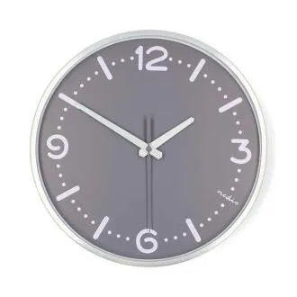 Nedis CLWA3226SS – Wanduhr | Durchmesser: 300 mm | Aluminium | Geräuschloses Uhrwerk | Metall