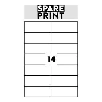 SPARE PRINT PREMIUM Selbstklebende Etiketten weiß, 100 Blatt A4 im Karton (1 Blatt/14x Etikett 105x42,3mm) SPARE PRINT PREMIUM Selbstklebende Etiketten weiß, 100 Blatt A4 im Karton (1 Blatt/14x Etikett 105x42,3mm)