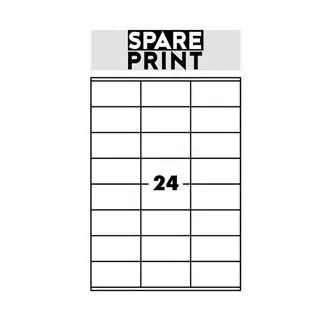 SPARE PRINT PREMIUM Selbstklebende Etiketten weiß, 100 Blatt A4 im Karton (1 Bogen/24x Etikett 70x36mm)
