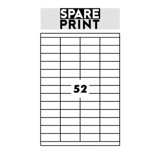 SPARE PRINT PREMIUM Selbstklebende Etiketten weiß, 100 Blatt A4 im Karton (1 Bogen/52x Etikett 52,5x21,2mm)