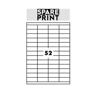 SPARE PRINT PREMIUM Selbstklebende Etiketten weiß, 100 Blatt A4 im Karton (1 Bogen/52x Etikett 52,5x21,2mm)