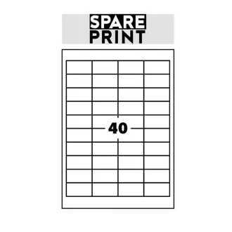 SPARE PRINT PREMIUM Selbstklebende Etiketten weiß, 100 Blatt A4 im Karton (1 Bogen/40x Etikett 48,5x25,4mm)