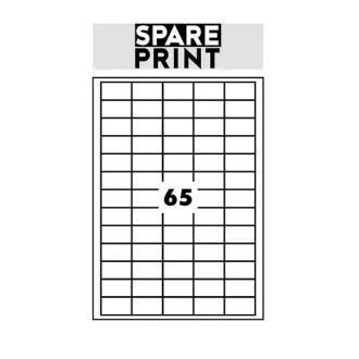 SPARE PRINT PREMIUM Selbstklebende Etiketten weiß, 100 Blatt A4 im Karton (1 Bogen/65x Etikett 38x21mm) SPARE PRINT PREMIUM Selbstklebende Etiketten weiß, 100 Blatt A4 im Karton (1 Bogen/65x Etikett 38x21mm)
