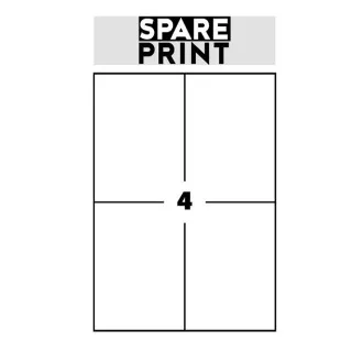 SPARE PRINT PREMIUM Selbstklebende Etiketten weiß, 100 Blatt A4 im Karton (1 Blatt/4x Etikett 105x148mm) SPARE PRINT PREMIUM Selbstklebende Etiketten weiß, 100 Blatt A4 im Karton (1 Blatt/4x Etikett 105x148mm)