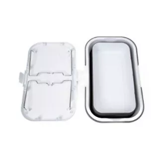 PLATINET CAMPING PICKNICKKORB 47X29X23,5 CM, 16L, FALTBAR, MIT DECKEL 2IN 1 / TISCH WEISS-GRAU